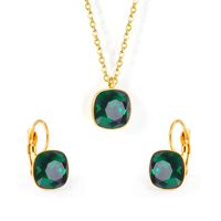 Fashion Geometric Stainless Steel Artificial Gemstones Earrings Necklace 1 Set sku image 15