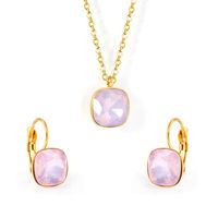 Fashion Geometric Stainless Steel Artificial Gemstones Earrings Necklace 1 Set sku image 24