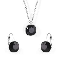 Fashion Geometric Stainless Steel Artificial Gemstones Earrings Necklace 1 Set sku image 2