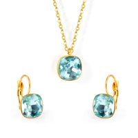 Fashion Geometric Stainless Steel Artificial Gemstones Earrings Necklace 1 Set main image 4