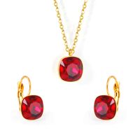 Fashion Geometric Stainless Steel Artificial Gemstones Earrings Necklace 1 Set main image 3