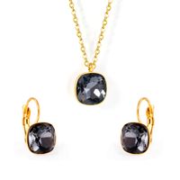 Fashion Geometric Stainless Steel Artificial Gemstones Earrings Necklace 1 Set sku image 13