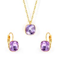 Fashion Geometric Stainless Steel Artificial Gemstones Earrings Necklace 1 Set sku image 20