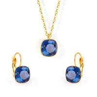 Fashion Geometric Stainless Steel Artificial Gemstones Earrings Necklace 1 Set sku image 22
