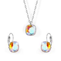 Fashion Geometric Stainless Steel Artificial Gemstones Earrings Necklace 1 Set sku image 4