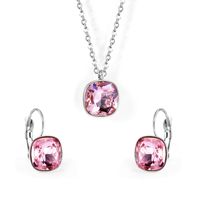 Fashion Geometric Stainless Steel Artificial Gemstones Earrings Necklace 1 Set sku image 6