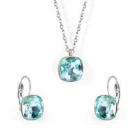 Fashion Geometric Stainless Steel Artificial Gemstones Earrings Necklace 1 Set sku image 8