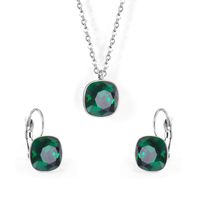 Fashion Geometric Stainless Steel Artificial Gemstones Earrings Necklace 1 Set sku image 10