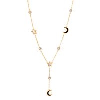 Fashion Star Moon Heart Shape Titanium Steel Irregular Tassel Necklace 1 Piece sku image 2
