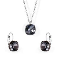 Fashion Geometric Stainless Steel Artificial Gemstones Earrings Necklace 1 Set sku image 3