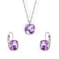 Fashion Geometric Stainless Steel Artificial Gemstones Earrings Necklace 1 Set sku image 7