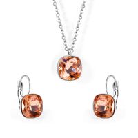 Fashion Geometric Stainless Steel Artificial Gemstones Earrings Necklace 1 Set sku image 11