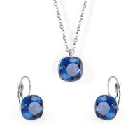 Fashion Geometric Stainless Steel Artificial Gemstones Earrings Necklace 1 Set sku image 9