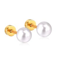 Fashion Geometric Stainless Steel Plating Pearl Ear Studs 1 Pair main image 5