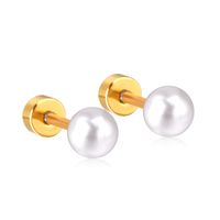 Fashion Geometric Stainless Steel Plating Pearl Ear Studs 1 Pair main image 4