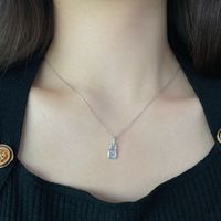 Simple Style Lock Sterling Silver Plating Zircon Pendant Necklace main image 5