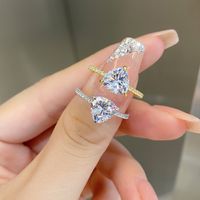 Simple Style Triangle Sterling Silver Plating Zircon Rings main image 1