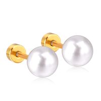 Fashion Geometric Stainless Steel Plating Pearl Ear Studs 1 Pair main image 3