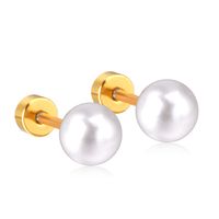 Fashion Geometric Stainless Steel Plating Pearl Ear Studs 1 Pair main image 2
