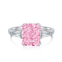 Luxurious Square Sterling Silver Plating Zircon Rings sku image 6
