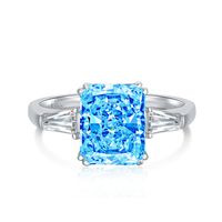 Luxurious Square Sterling Silver Plating Zircon Rings sku image 11