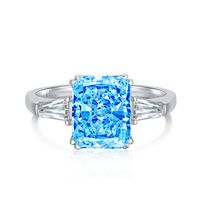 Luxurious Square Sterling Silver Plating Zircon Rings sku image 12