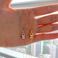 Simple Style Lock Sterling Silver Plating Zircon Pendant Necklace main image 1