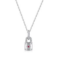 Simple Style Lock Sterling Silver Plating Zircon Pendant Necklace main image 3