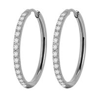 Simple Style Geometric Stainless Steel Rhinestones Hoop Earrings 1 Pair sku image 14