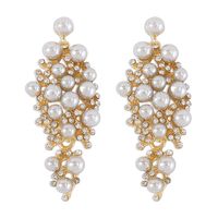 Fashion Solid Color Alloy Plating Inlay Artificial Pearls Rhinestones Women's Drop Earrings 1 Pair sku image 2