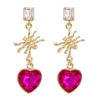 Fashion Heart Shape Spider Alloy Plating Inlay Rhinestones Women's Drop Earrings 1 Pair main image 5