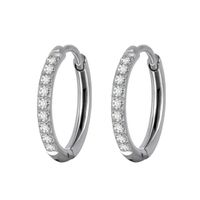 Simple Style Geometric Stainless Steel Rhinestones Hoop Earrings 1 Pair sku image 9