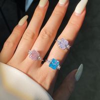 Fashion Geometric Water Droplets Sterling Silver Plating Zircon Rings main image 3