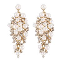 Fashion Solid Color Alloy Plating Inlay Artificial Pearls Rhinestones Women's Drop Earrings 1 Pair sku image 1