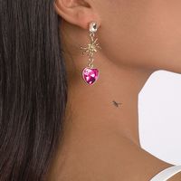 Fashion Heart Shape Spider Alloy Plating Inlay Rhinestones Women's Drop Earrings 1 Pair main image 2
