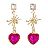 Mode Forme De Cœur Araignée Alliage Placage Incruster Strass Femmes Boucles D'oreilles 1 Paire sku image 1