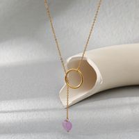 Fashion Heart Shape Stainless Steel Gold Plated Pendant Necklace 1 Piece sku image 1