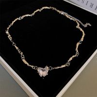 Fashion Heart Shape Copper Inlay Zircon Necklace 1 Piece main image 1