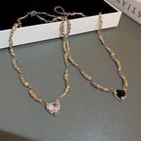 Fashion Heart Shape Copper Inlay Zircon Necklace 1 Piece main image 2