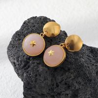 Fashion Star Stainless Steel Gold Plated Inlay Natural Stone Drop Earrings 1 Pair main image 6