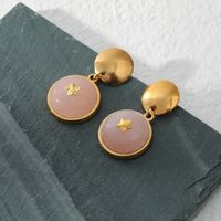 Fashion Star Stainless Steel Gold Plated Inlay Natural Stone Drop Earrings 1 Pair main image 5