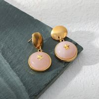 Fashion Star Stainless Steel Gold Plated Inlay Natural Stone Drop Earrings 1 Pair main image 4