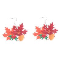 Fashion Pumpkin Maple Leaf Wood Stoving Varnish Women's Drop Earrings 1 Pair main image 5