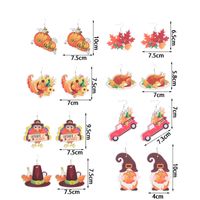 Fashion Pumpkin Maple Leaf Wood Stoving Varnish Women's Drop Earrings 1 Pair main image 4