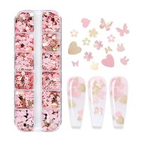 Sweet Heart Shape Flower Butterfly Pet Sequin Nail Decoration Accessories 1 Set main image 1