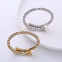 Hip-hop Bulb Stainless Steel Beads Bangle 1 Piece main image 3