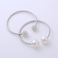 Fashion Pearl Stainless Steel Artificial Pearls Rhinestones Bangle 1 Piece main image 5