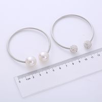 Fashion Pearl Stainless Steel Artificial Pearls Rhinestones Bangle 1 Piece main image 2