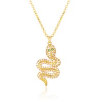 Fashion Snake Copper Inlay Zircon Pendant Necklace 1 Piece main image 2