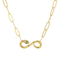 Fashion Snake Copper Inlay Zircon Pendant Necklace 1 Piece sku image 5